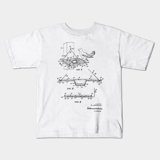 Bird Feeder Device Vintage Patent Hand Drawing Kids T-Shirt by TheYoungDesigns